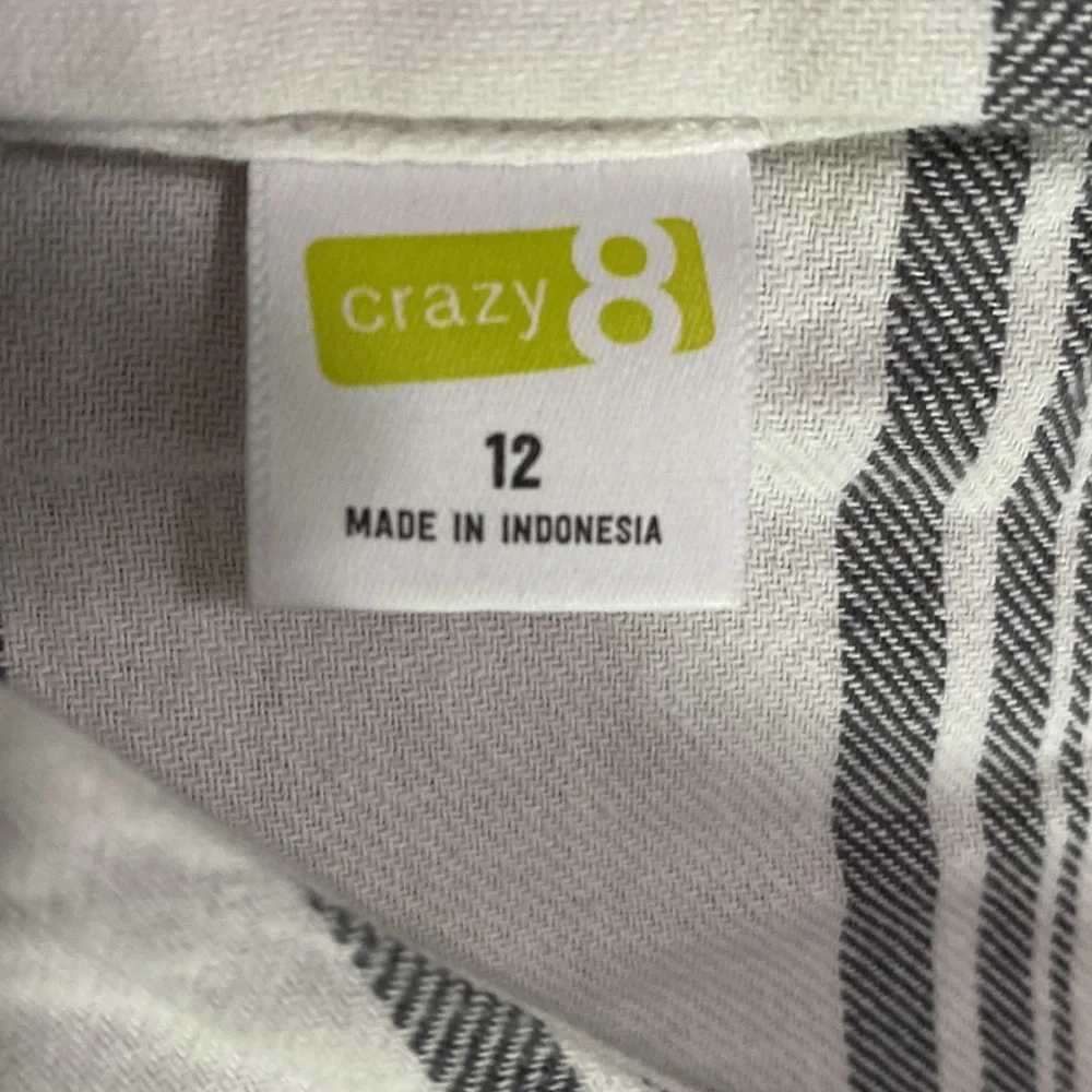 Girls white with black stripes dress